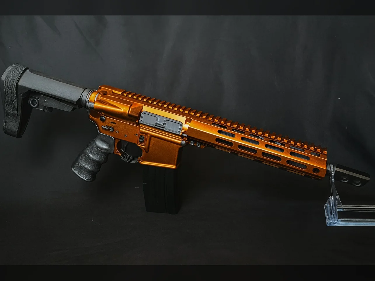 Copperhead custom Cerakote AR-15 with a 10-inch barrel and a copper upper, lower and handguard by Tattoo Tactical