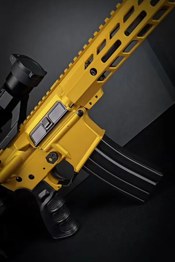 Gold Rush Cerakote AR-15, Gold design by Tattoo Tactical